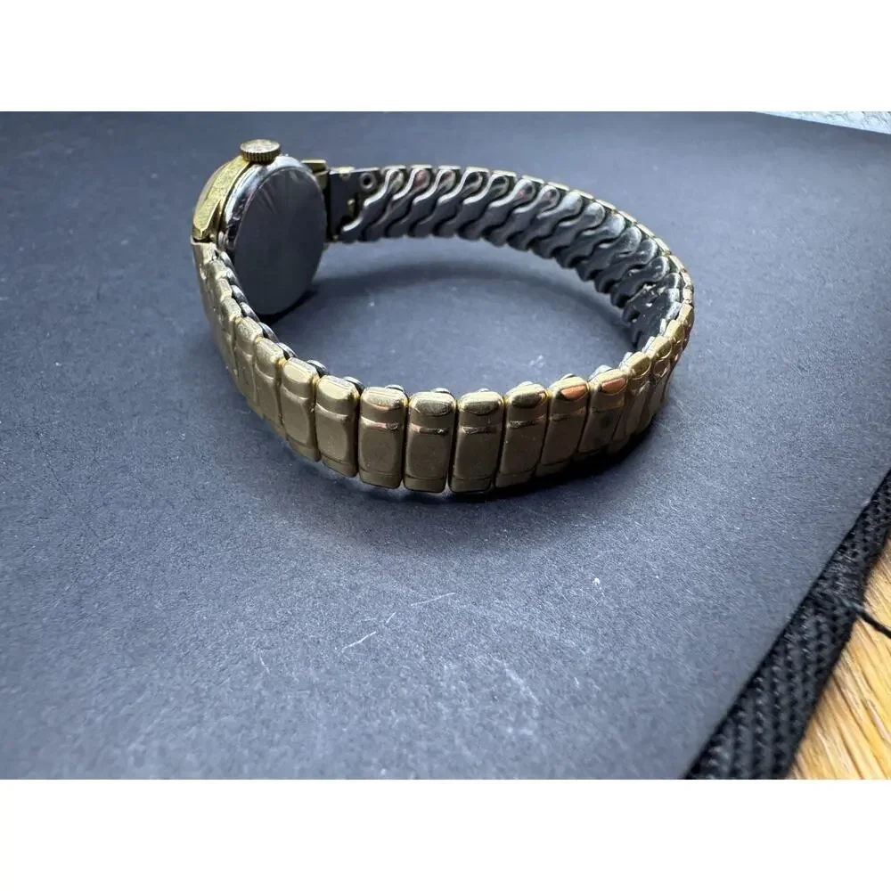 Vintage Bifora Women's Watch Silver Dial Gold Tone w/ Stretch Band